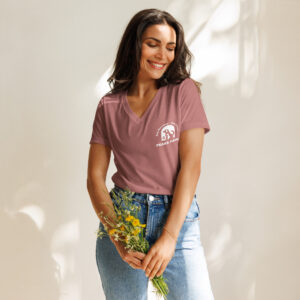 Women’s relaxed v-neck t-shirt Peaks Paws Logo - Image 6