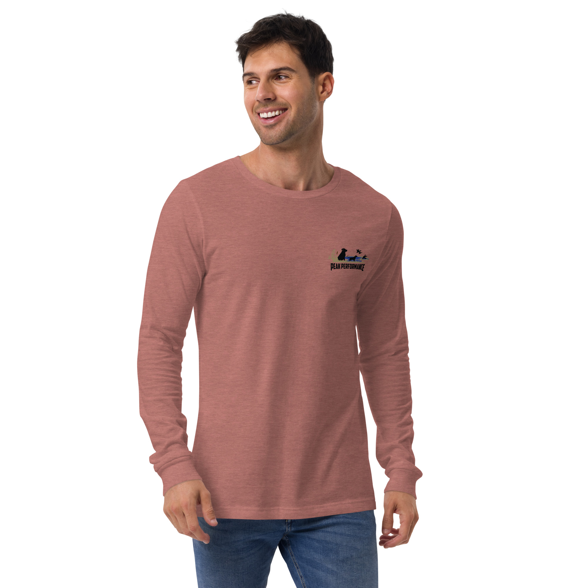 Unisex Long Sleeve Tee -black lab- Peak Performance logo - Image 3