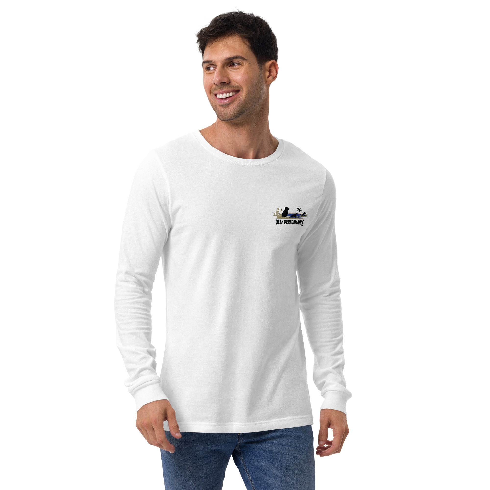 Unisex Long Sleeve Tee -black lab- Peak Performance logo - Image 9